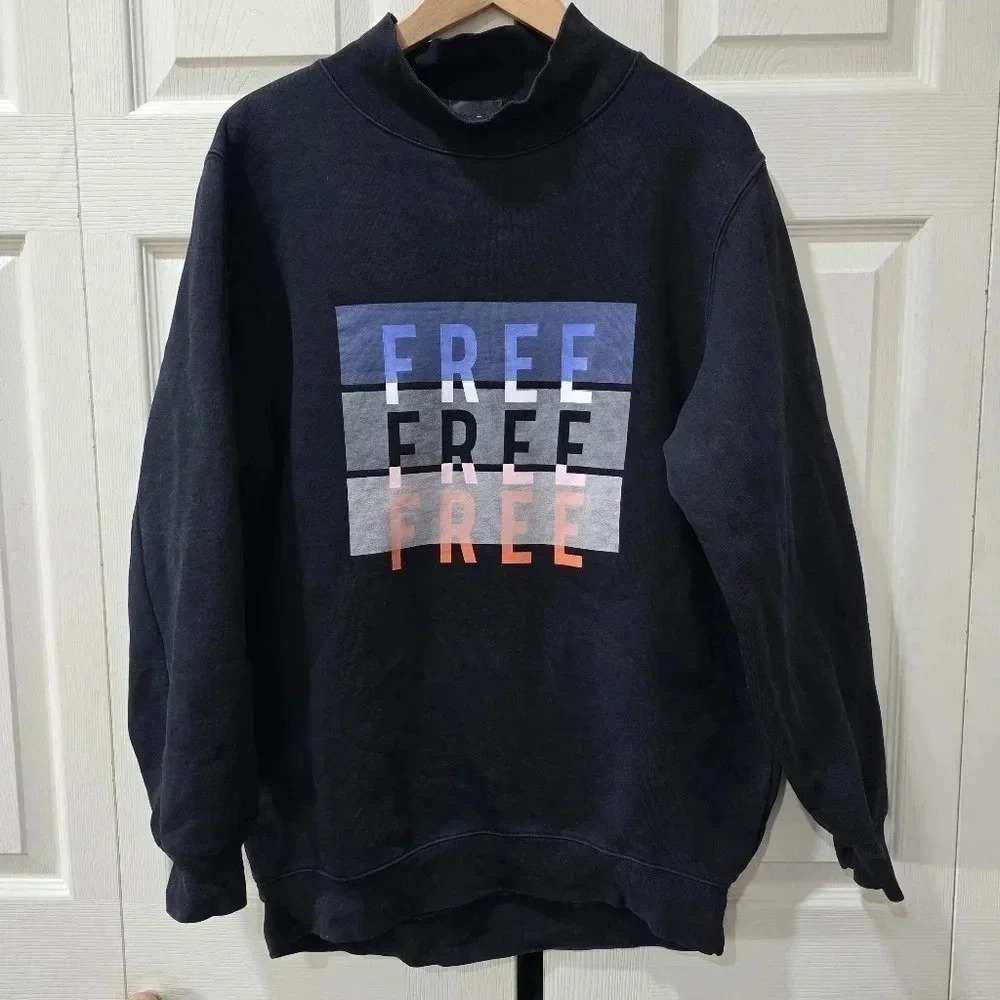 Wilfred Free Women's Size Small Oversized Graphic Print Sweatshirt Black‎